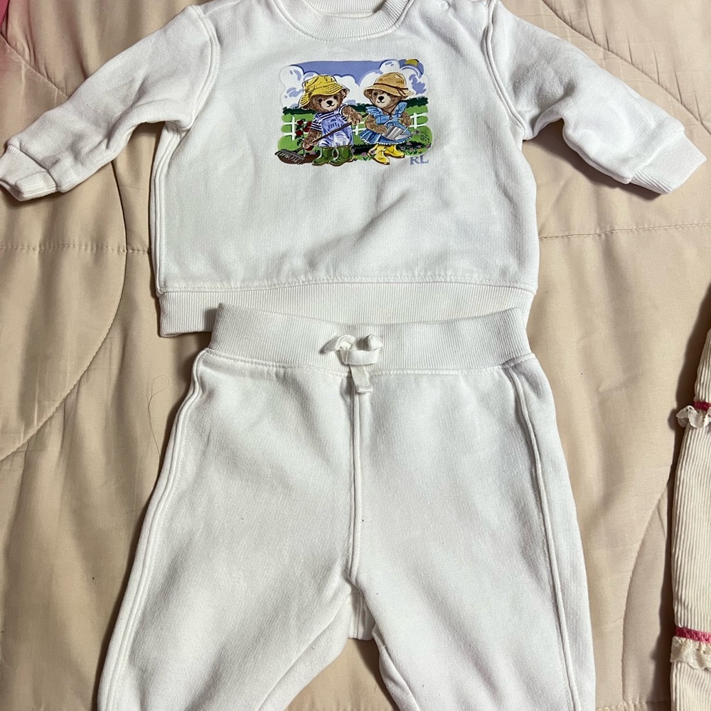 Polo Ralph Lauren Baby Classics Gardening Bears 2 Pc Outfit